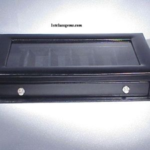 FINAL SALE PRICE Wolf Designs 6 Pc. Watch Display Case in Black Leather